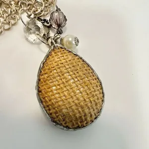 Fleur de lis teardrop pendant charm necklace thumbnail 5