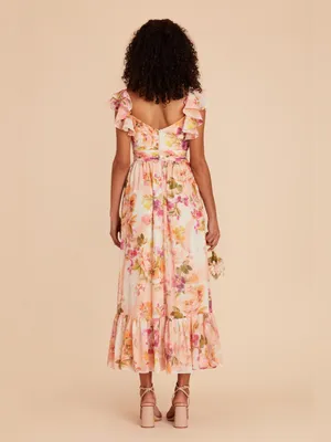 Birdy Grey Michelle Chiffon Floral Bridesmaid Dress 1X Coral Peonies NWT NEW thumbnail 4