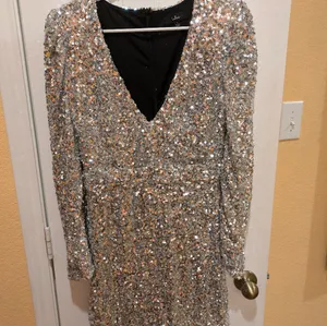 Lulu's Silver Sequin Bodycon Mini Dress L thumbnail 3