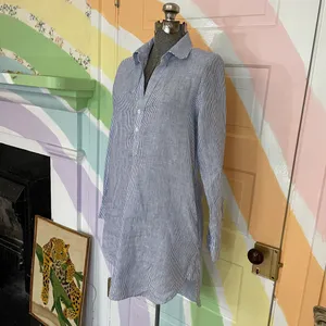 Harshman Collette Tuckernuck Stripe Tunic Shirt Dress 100% Linen Sz XS 🧡🎀 thumbnail 5