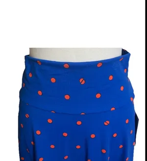 LuLaRoe A-Line Skirt Sz L AZURE Polka Dot Print Closet Staple Feminine Flowy thumbnail 3