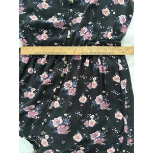 American Eagle Floral Maxi Dress Size L Black Cottage Prairie Country Hi Low thumbnail 12