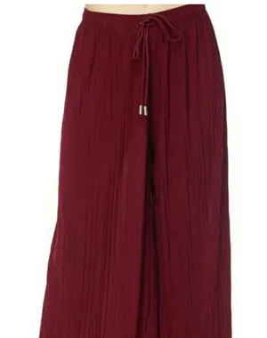NWOT Solid Pleated Wide Leg Pants Red thumbnail 1