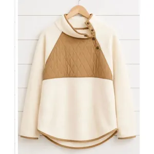 J.Crew white fleece quilted snap neck asymmetrical sweater M thumbnail 2