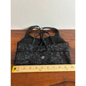 Lululemon Energy Bra Longline Grey Black Leopard Camo Strappy Sports Bra XS‎ thumbnail 5