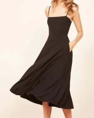 Reformation Black Ribbed Midi Dress thumbnail 1