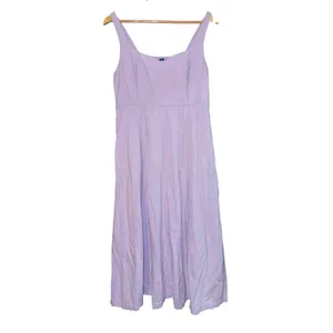 Old Navy Linen Blend Lavender Purple Midi Dress Womens Medium Smocked Sweetheart thumbnail 2
