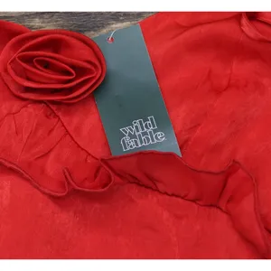 NWT Wild Fable Womens Rosette Mini Babydoll Holiday Dress 91907817 Red 2XS thumbnail 6