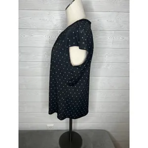 Worthington black/white floral print pleated blouse dressy business casual XL thumbnail 4