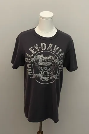 Harley Davidson Shirt Tee Myrtle Beach South Carolina Engine Graphic Grey thumbnail 1