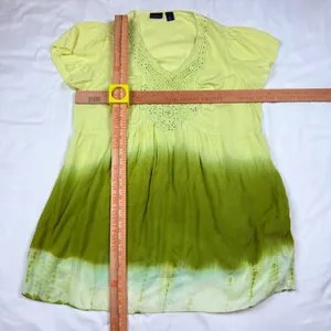 Westbound Womens Yellow Green Ombre Crochet Lace V-Neck Tunic Top Medium thumbnail 4