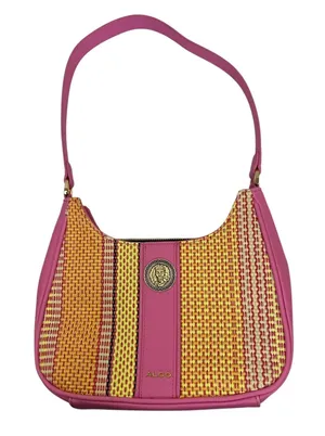 Aldo Pink Stripe Textured Faux Leather Shoulder Bag thumbnail 1