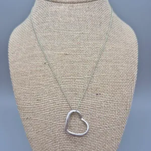 Vintage Sterling Silver Chain and Open Heart Pendant Necklace 18" Valentine Gift thumbnail 2