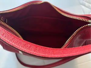 Big Red Coach In Pebble Leather Hobo with Gold Hardware thumbnail 14