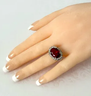 Red Cocktail Ring, Size 7 thumbnail 1
