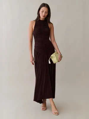 NWT Few Moda Shania Dress size Small S Coffee Brown O.p.t Helsa Studio maxi midi thumbnail 5
