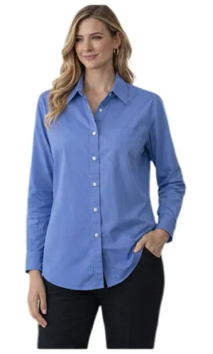 Vintage Ann Taylor Blue Button Down Shirt Size L Classic Chic Quiet Luxury thumbnail 1