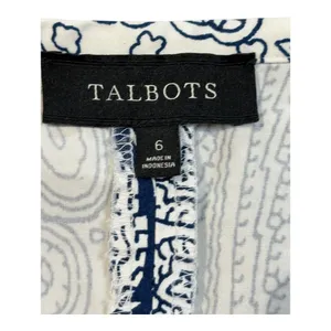 Talbots Paisley A-Line Skirt Womens 6 Blue White Cotton Blend Knee Length Zipper thumbnail 7
