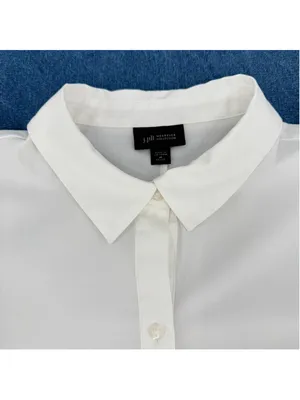 J Jill White Blouse Off Center Sash Tied Waist Preppy Office Siren Chic Polished thumbnail 4