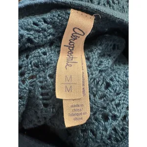 Aeropostale Crochet Sweater Womens Medium Blue VNeck Angora Blend Y2K Vintage thumbnail 4