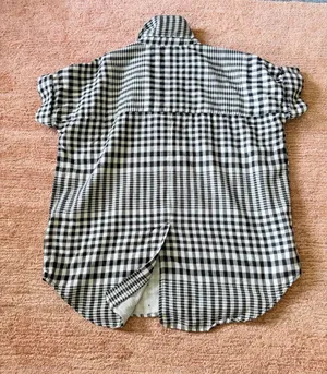 Madewell Black White Plaid Double Layer Oversized Shirt XXS Short Sleeve thumbnail 10