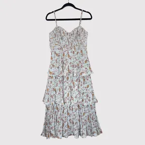 NWT Lulus Dress Blue Midi Floral Bustier Layered Underwired Slip Boho Medium thumbnail 2