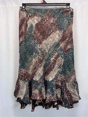 Reversible Floral Animal Midi Skirt 32” L Green Brown Fall Boho Indie Academia thumbnail 3