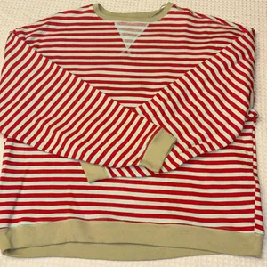 NEW! We The Classic Striped Oversized Crewneck Sweatshirt LARGE Red thumbnail 2