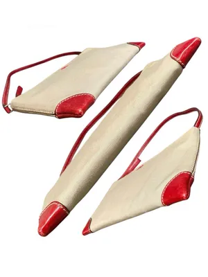 Kate Spade Made in Italy Vintage Cream Canvas & Red Leather Shoulder Bag thumbnail 4