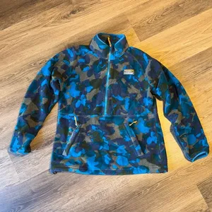 L.L. Bean blue mountain classic camo fleece quarter zip sweater size medium reg thumbnail 1