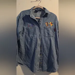 Disney Blue Denim Shirt with Embroidered Characters thumbnail 5