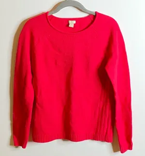 J. Crew Hot Pink Wool Blend Crew Neck Long Sleeve Sweater -‎ Women's Medium thumbnail 1