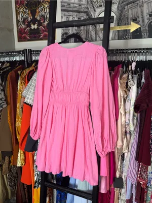 Mika & Gala Carnivale Pink Balloon Sleeve Ruffle Mini Dress Womens XS New NWT thumbnail 13