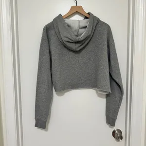 Wild Fable‎ | Women's Gray Cropped Hoodie Raw Hem Fleece Sweatshirt, Size M thumbnail 2