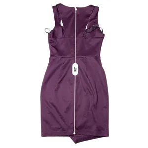 Guess Plum Purple Sweetheart Neck Sheath Dress Asymmetrical Scuba Embossed sz 2‎ thumbnail 8