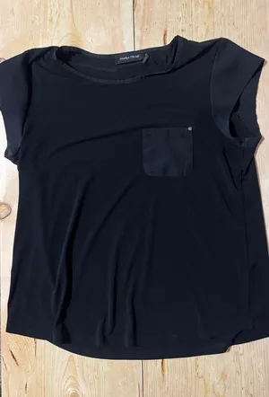 Ivanka Trump Womens Black‎ Cap Sleeve Pocket Top Blouse Career Size S thumbnail 1