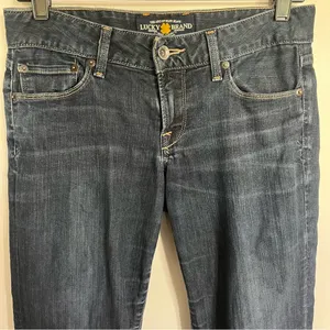 Lucky Brand Lola Boot Women's 2/26 LONG Ankle Dark Wash Blue Denim Bootcut Jeans thumbnail 2