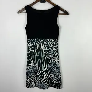 Body‎ Central Mini Dress Women S Sleeveless Black White Animal Print Y2K Party thumbnail 5