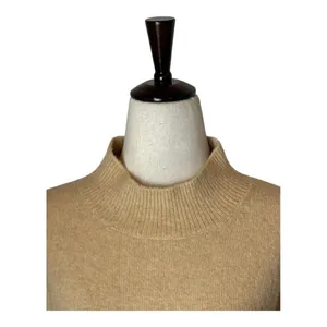 Magaschoni Sweater Women‎ Small Tan Knit Wool Blend Mock Neck Pullover thumbnail 4