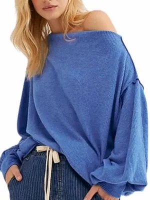 FREE PEOPLE Blue Main Squeeze Hacci Shirt thumbnail 1