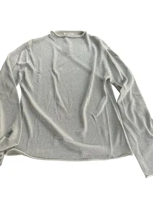 J. Crew Silver shimmer sweater roll down collar pullover sweater glam Large thumbnail 2