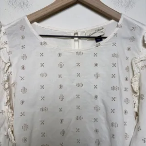 Universal Thread‎ Women 100% Cotton Peplum Top XXL White Embroidered Cottage thumbnail 5