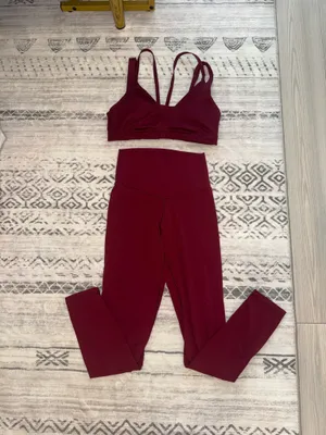 Offline by aerie dark red workout set leggings size S thumbnail 5