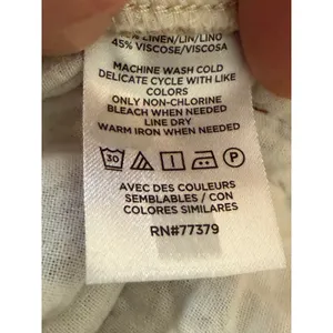 Ann Taylor Factory Pants Tan M Womens Striped Linen Blend Drawstring‎ Casual thumbnail 6