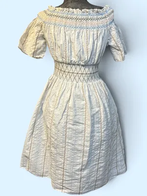 Miss Patina 100% Cotton Embroidered Smocked Off Shoulder Dress Size Small thumbnail 3