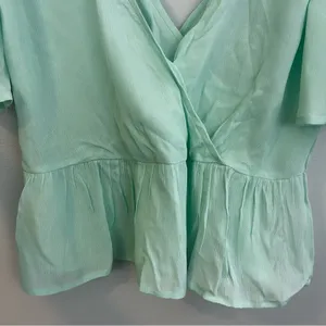 NWT Asos Mint Green Short Angel Sleeve Peplum Tea Blouse Tie Boho Waist Size 6 thumbnail 9