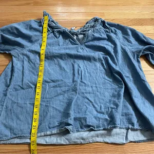 Old Navy Chambray Peasant Top Womens XXL Blue Boho Cottagecore Western Cotton thumbnail 5