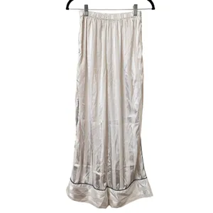 FREE PEOPLE Satin Striped Wide Leg‎ Pajama Set White Small thumbnail 5