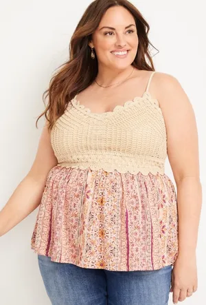 Maurices Crochet Camisole in Gold and Brown thumbnail 1