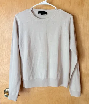 Zara‎ Crewneck Sweater Womens Medium Beige Wool Blend Long Sleeve Knit Top thumbnail 1